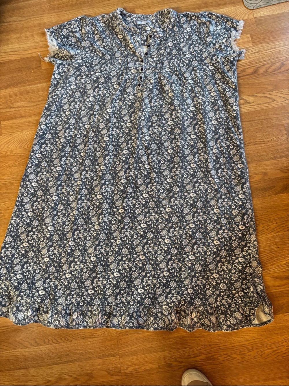 Floral Navy Blue Short-Sleeve Women's Dress